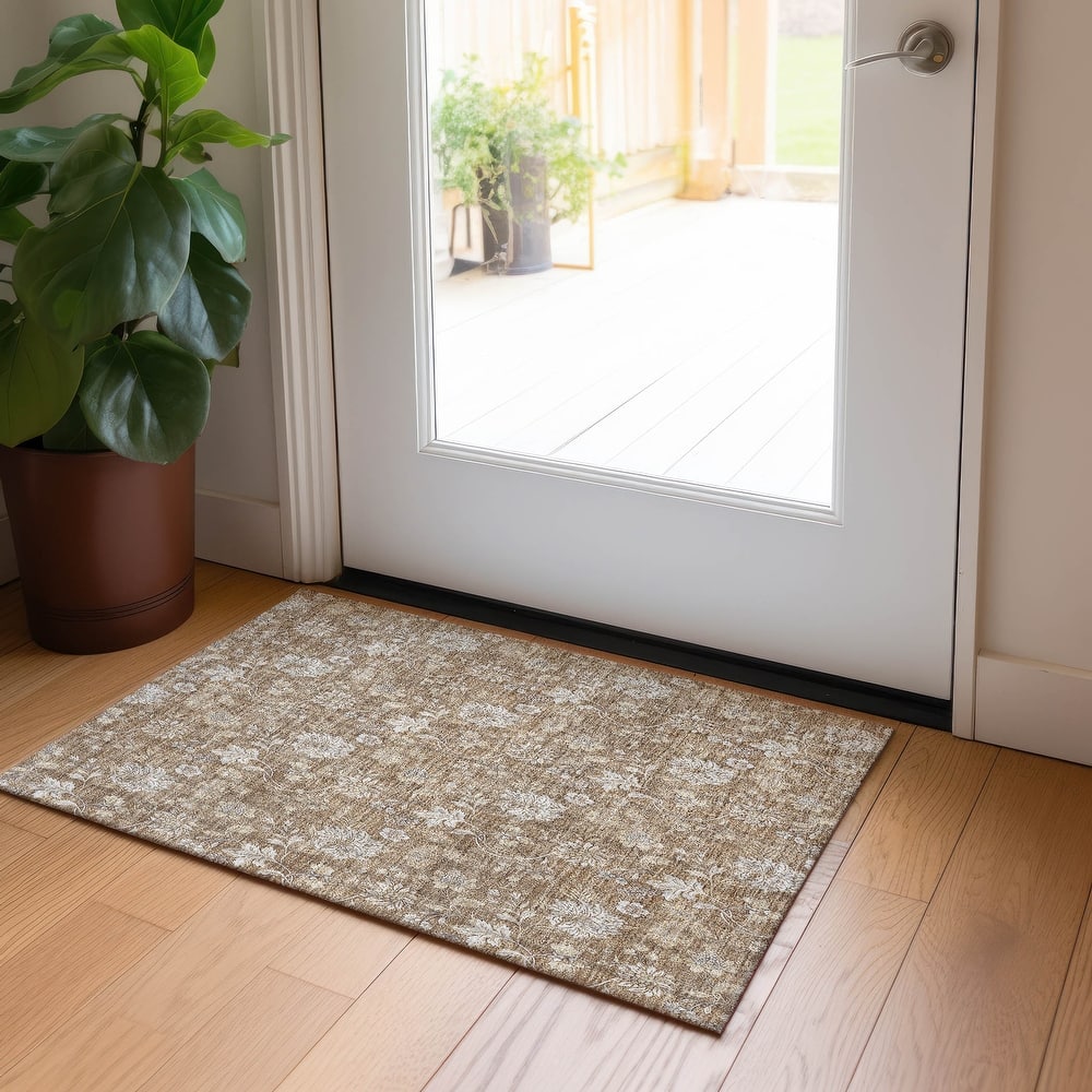 Machine Washable Indoor/ Outdoor Chantille Floral Farmhouse Rug