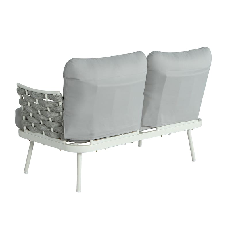 Christopher Knight Home - Cadence Rope and Steel Patio Loveseat and Table Set