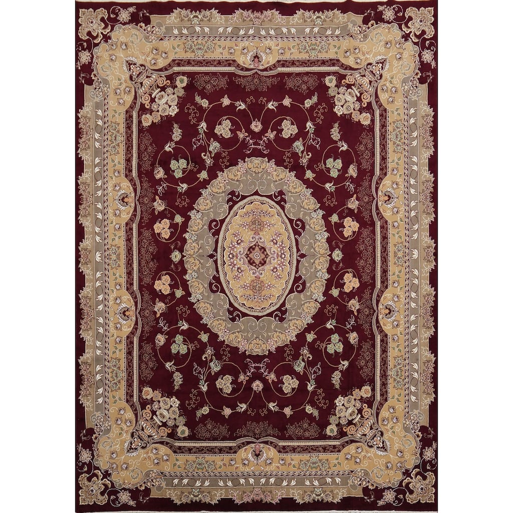 Victorian Style Aubusson Turkish Area Rug Bedroom Machine-Made Carpet - 9'8" x 13'2"