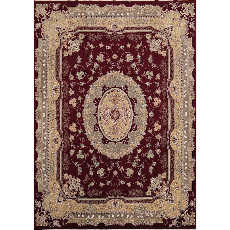 Victorian Style Aubusson Turkish Area Rug Bedroom Machine-Made Carpet - 9'8" x 13'2"