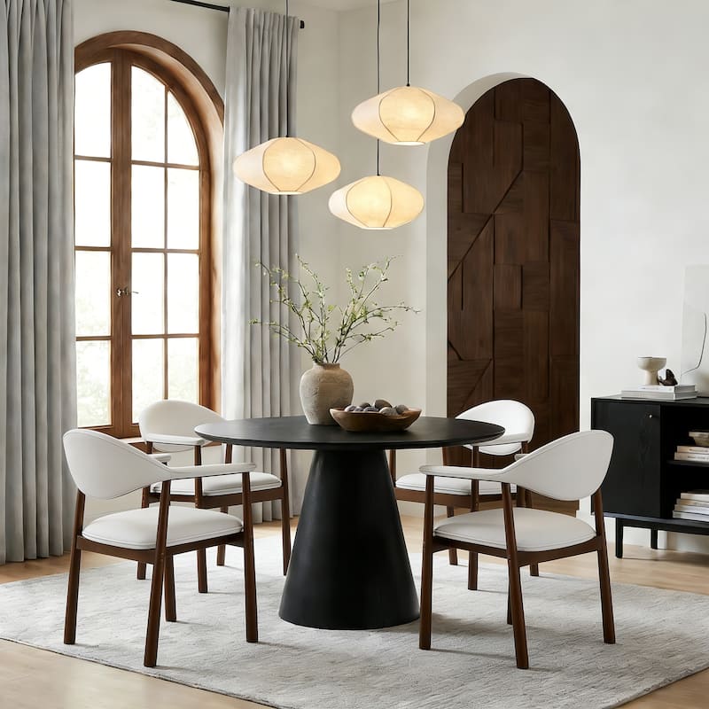 Christopher Knight Home - Modern Upholstered Rubber Wood Dining Chairs with Ergonomic Curved Back - Set of 4 - Beige,Walnut