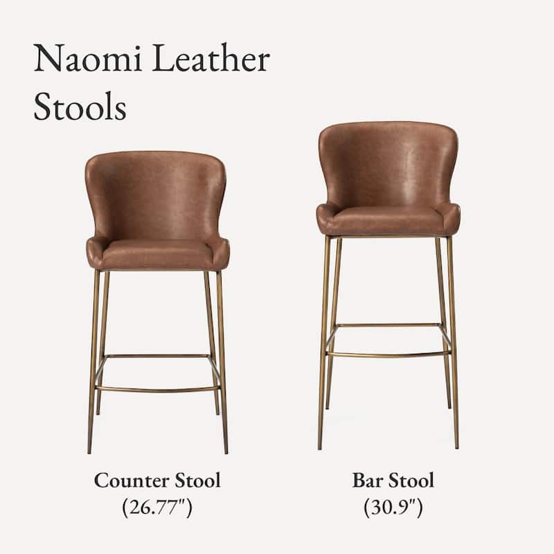 Maven Lane Naomi Metal and Vegan Leather Kitchen Dining Stool