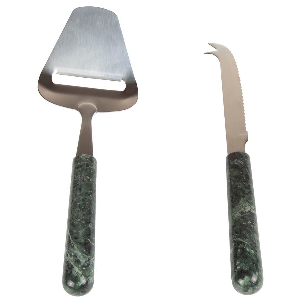 Creative Home 2 Pcs Cheese Serving Set With Green Marble Handle