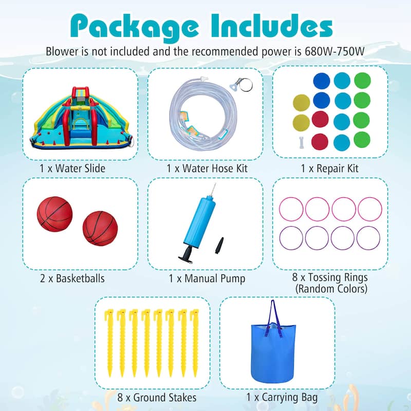 Costway Inflatable Water Park with Climbing Wall Splash Pool Water - Multi-Colored