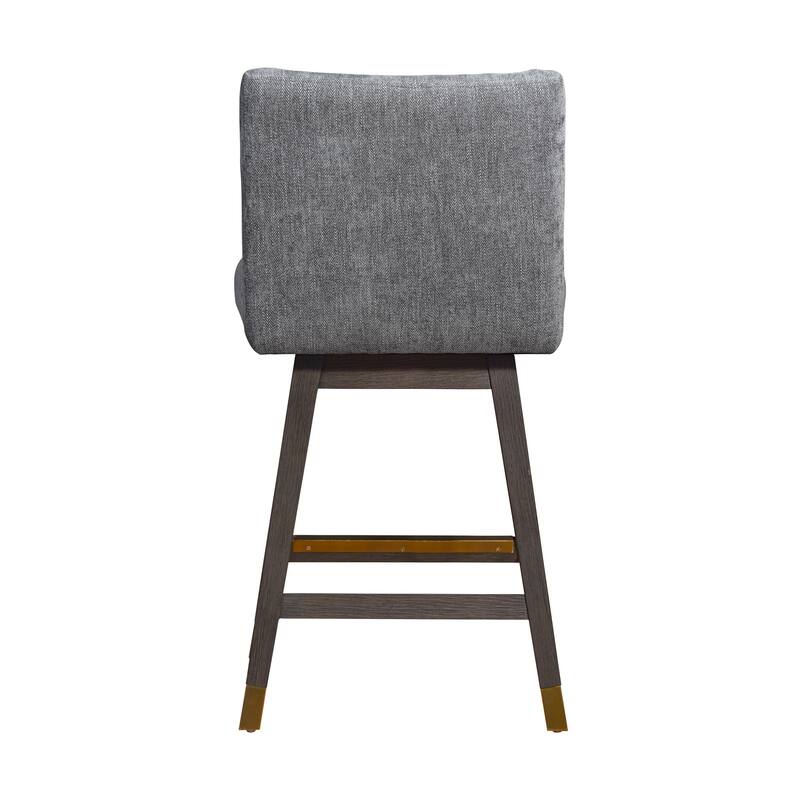 26" Gray Solid Wood Swivel Bar Height Bar Chair With Footrest