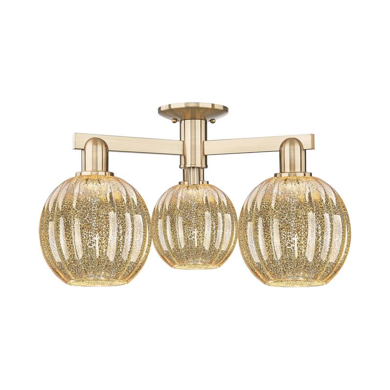 Innovations Lighting Downtown Urban - Preston - 3 Light 25" Globe Shade Semi-Flush Mount