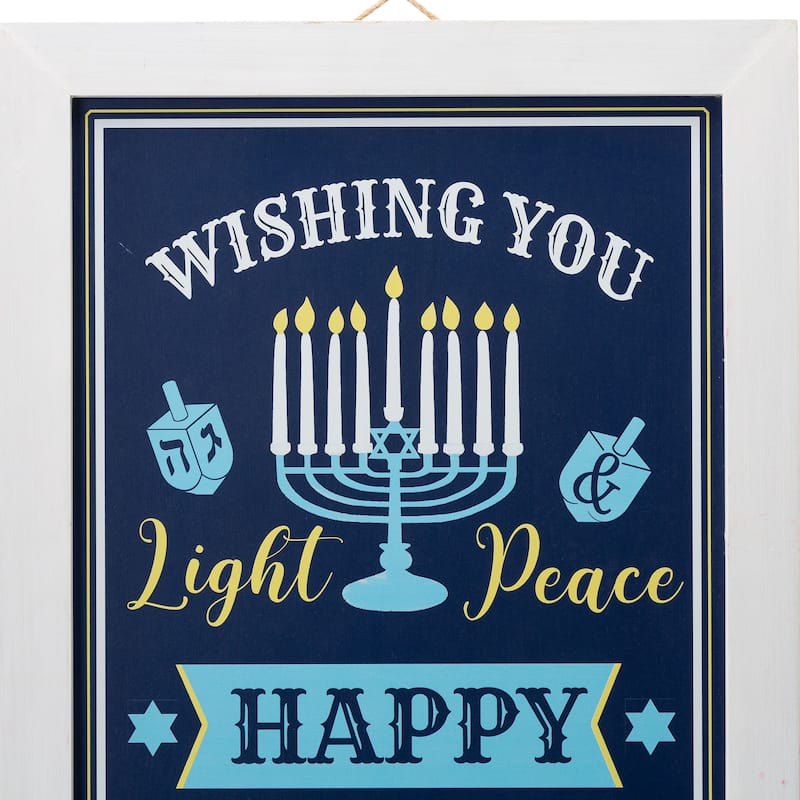 Glitzhome 24"H Hanukkah Wooden Porch Sign Wall Hanging Decor