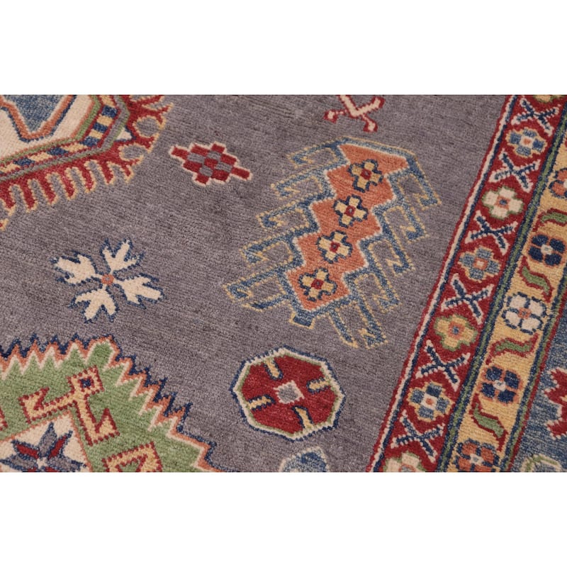 Bohemian Kazak Iris Gray/Light Blue Wool Rug - 8'4'' x 9'8''