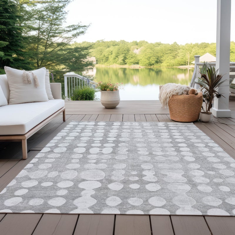 Machine Washable Indoor/ Outdoor Chantille Abstract Dots Rug - Gray - 2'6" x 3'10"