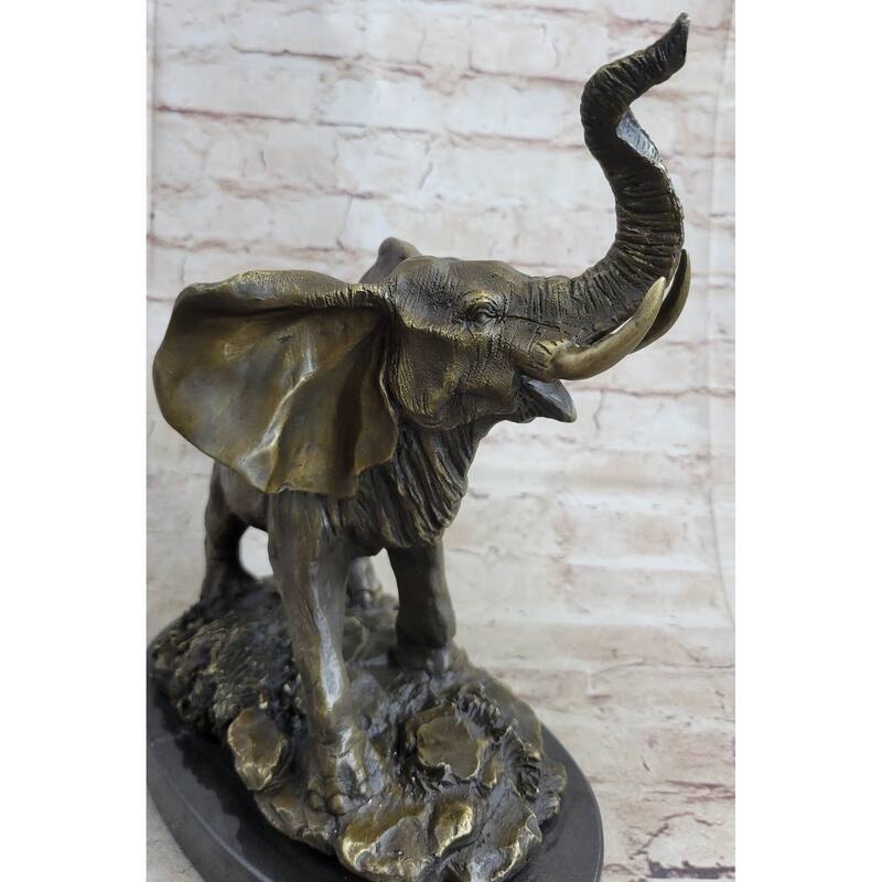 Bronze Metal Elephant Statue Sculpture Figure Figurine 12 Inches X 14 Inches