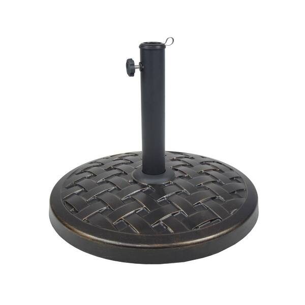 Shop Black Friday Deals On 17 7 Antique Bronze Basket Weave Round Cast Concrete Patio Umbrella Stand Overstock 22579747