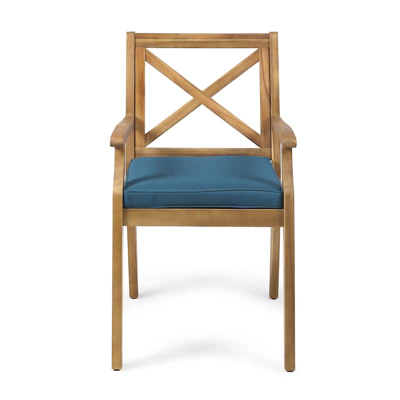 Outdoor Dining Chair Set with Cream Cushions