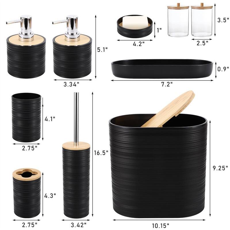 Bathroom Accessories Set with Trash Can - 1 x 1 x 1