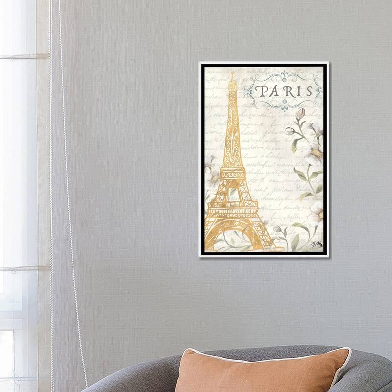 iCanvas "Golden Paris I" by Elizabeth Medley Framed Canvas Print