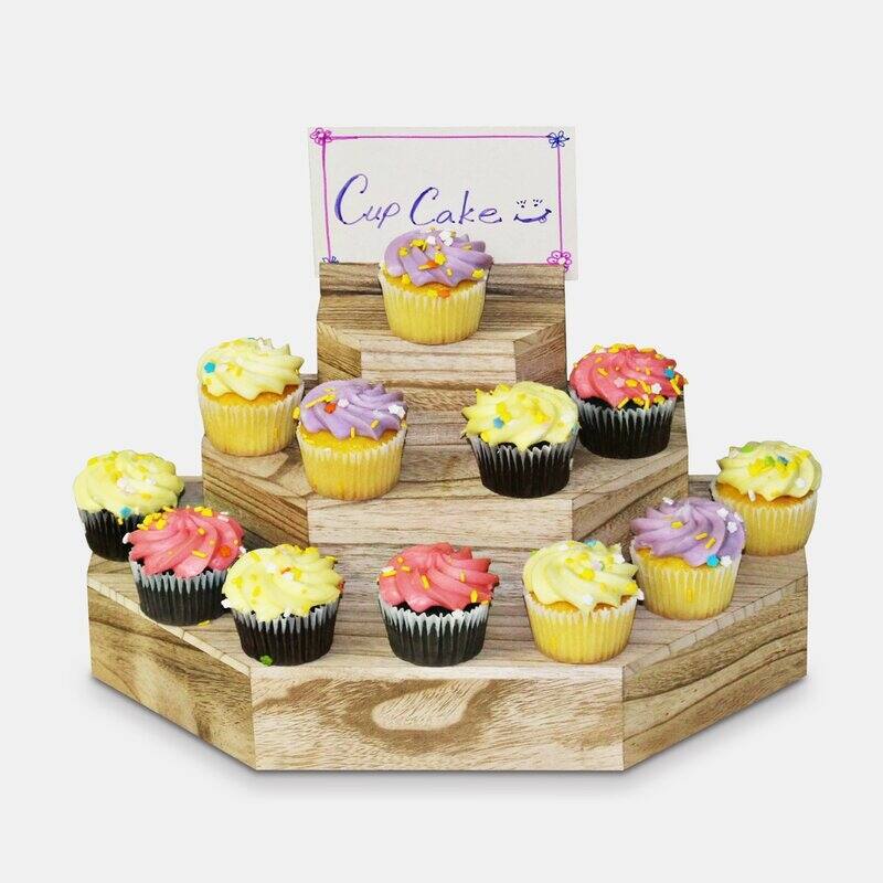 Wooden Display Rises & Stand 3-tier