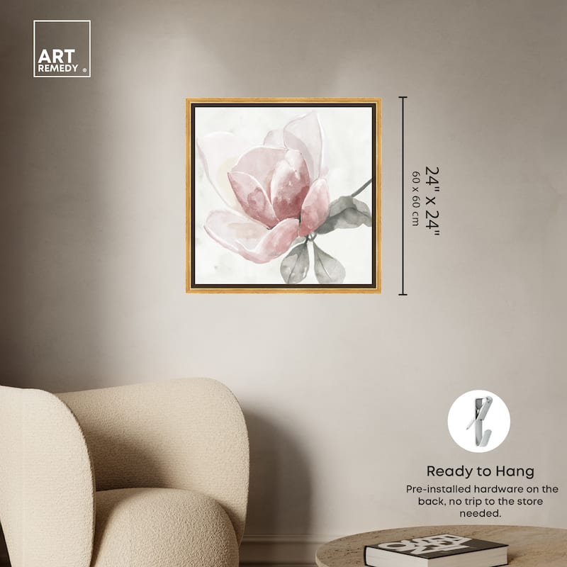 Art Remedy Faded Blush Rose Framed Floral Fine 1 Piece Canvas Wall Art