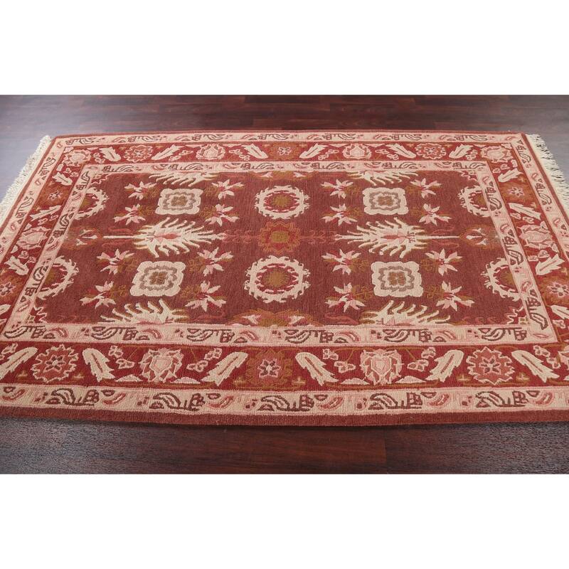 Nepalese Vegetable Dye Oriental Area Rug Hand-knotted Wool Carpet - 5'0" x 8'6"