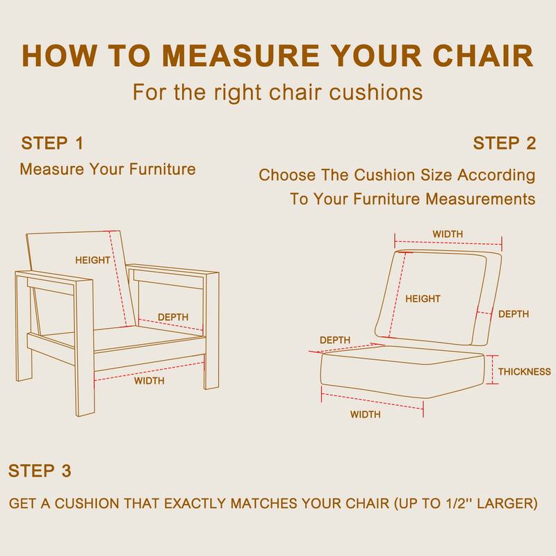 Aoodor 24x25x6 Inch Outdoor Patio Chair Cushions Set, Weather-Resistant Sunbrella Fabric Outdoor Cushion - 24"x25"