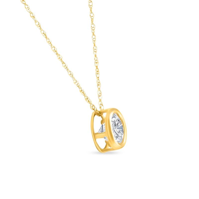 .90Ct Diamond Bezel Pendant Solitaire Necklace Yellow Gold Lab Grown