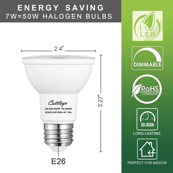 50-Watt Equivalent PAR20 Dimmable LED Flood Light Bulb E26 Base in Warm ...