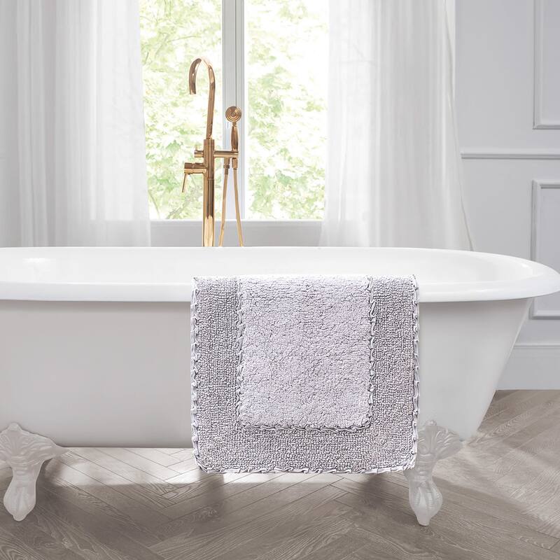 Laura Ashley Ruffle Border Pure Cotton Bath Rugs