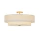 preview thumbnail 33 of 57, French Country Brass Round White Linen Drum Ceiling Light