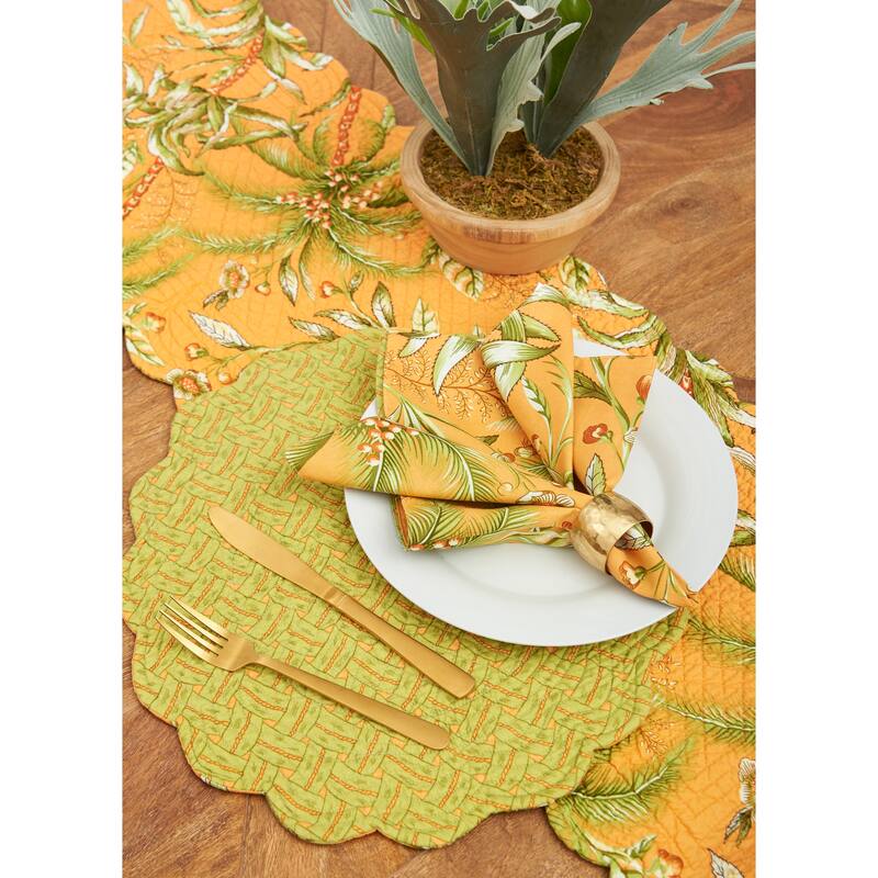 Barbados Sunset Cotton Quilted Rectangular Reversible Placemat Set of 6 - Set of 6