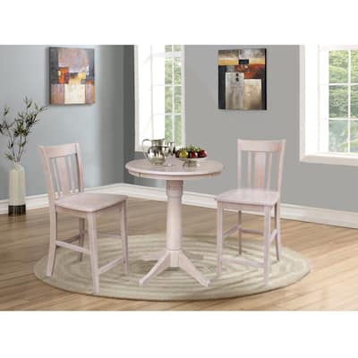 30" Round Counter Height Table & 2 San Remo Stools in Gray - Set of 3