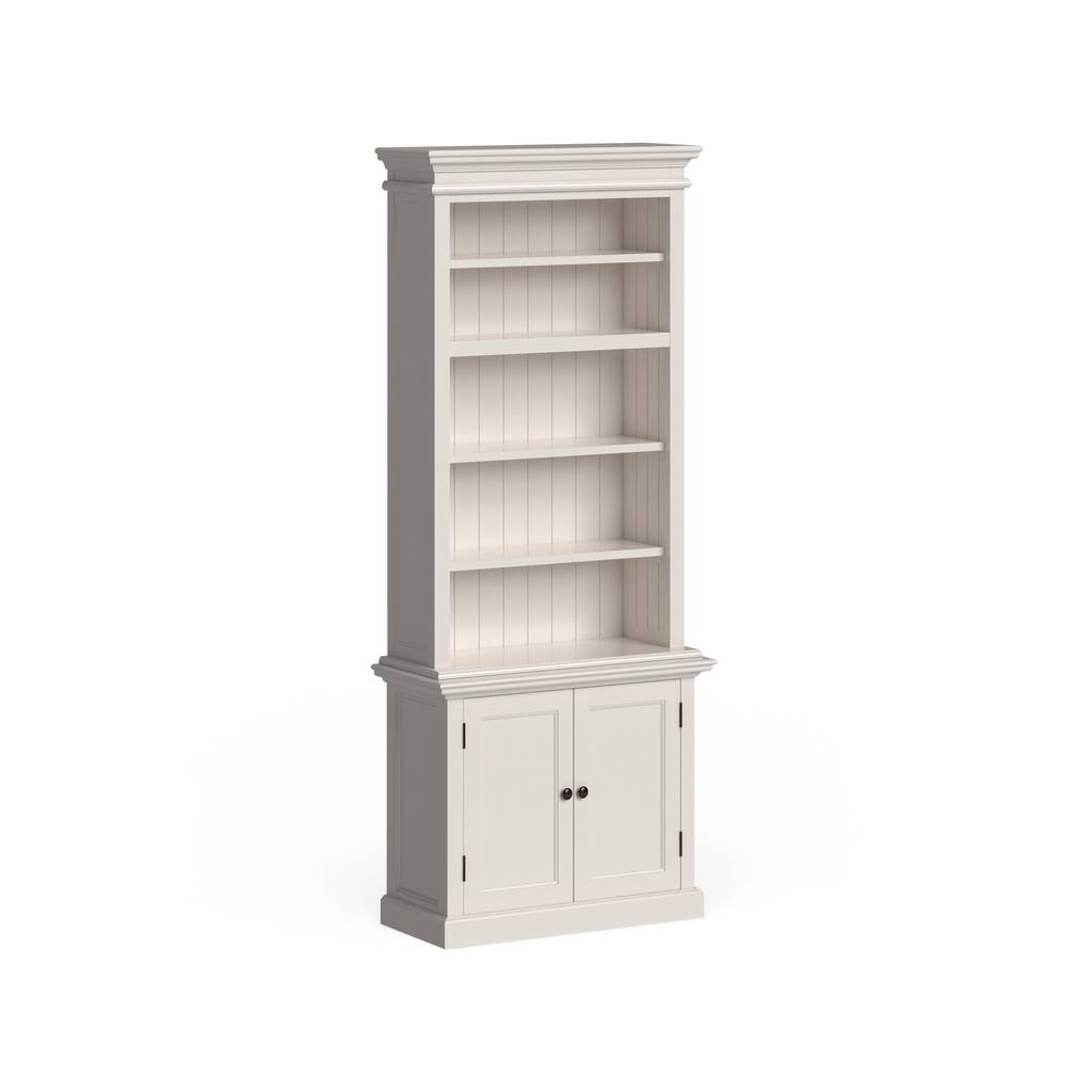 NovaSolo Halifax Coastal White Single-Bay Hutch Unit | Solid Mahogany Frame | 35.43 x 15.75 x 86.61 - 13x16x87