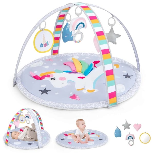 slide 2 of 9, Costway Baby Play Gym Mat Thicker Tummy Time Mat with 5 Detachable - Multicolor - See Details Multicolor - See Details