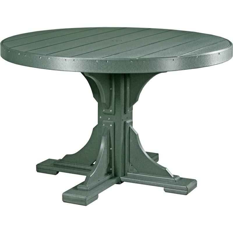 Poly Lumber Round Dining Table Set with Regular Chairs - Dining Height - Green