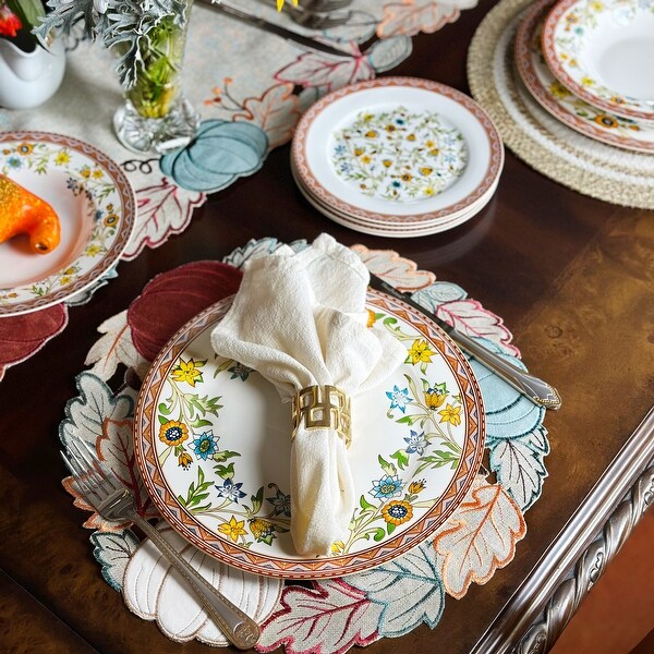 STP Goods Fleurs de Prairie Bone China Dinner Plate Set of 4 - Bed
