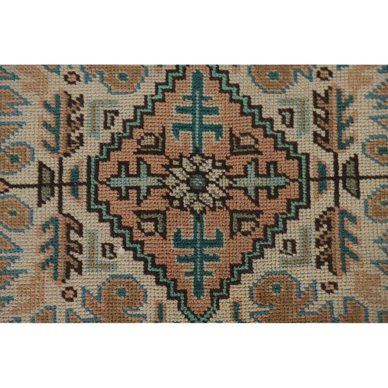 Geometric Tabriz Vintage Persian Area Rug Handmade Wool Carpet - 9'11" x 12'7"