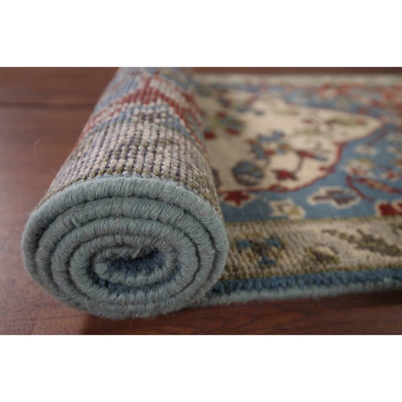 Blue Kazak Oriental Runner Rug Hand-Knotted Wool Carpet - 2'8"x 8'2"