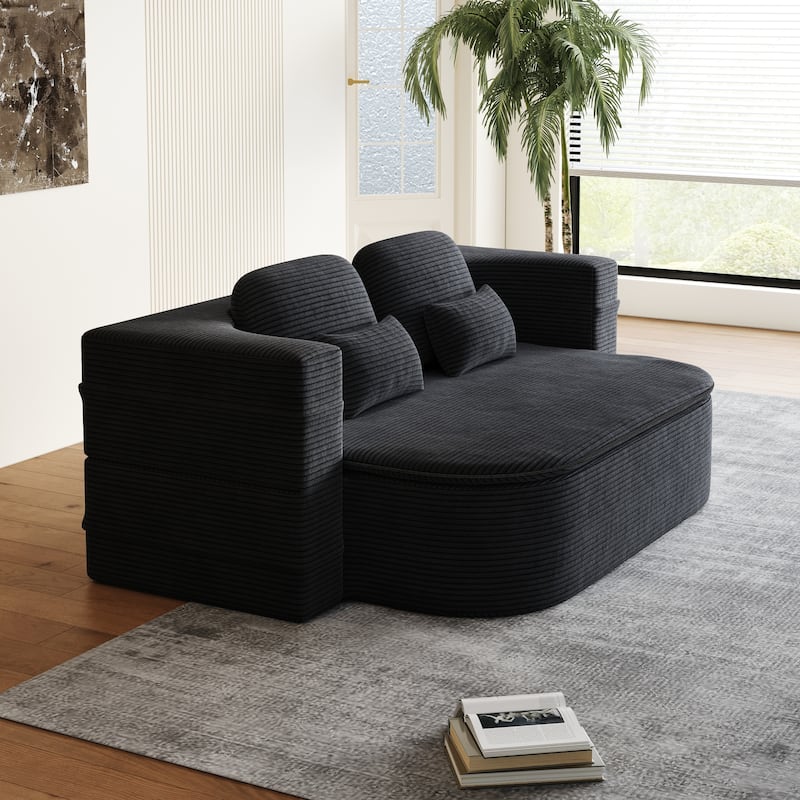 75''2-In-1 Foldable Convertible Sleeper Foam Sofa Bed with Multi Functional Blanket