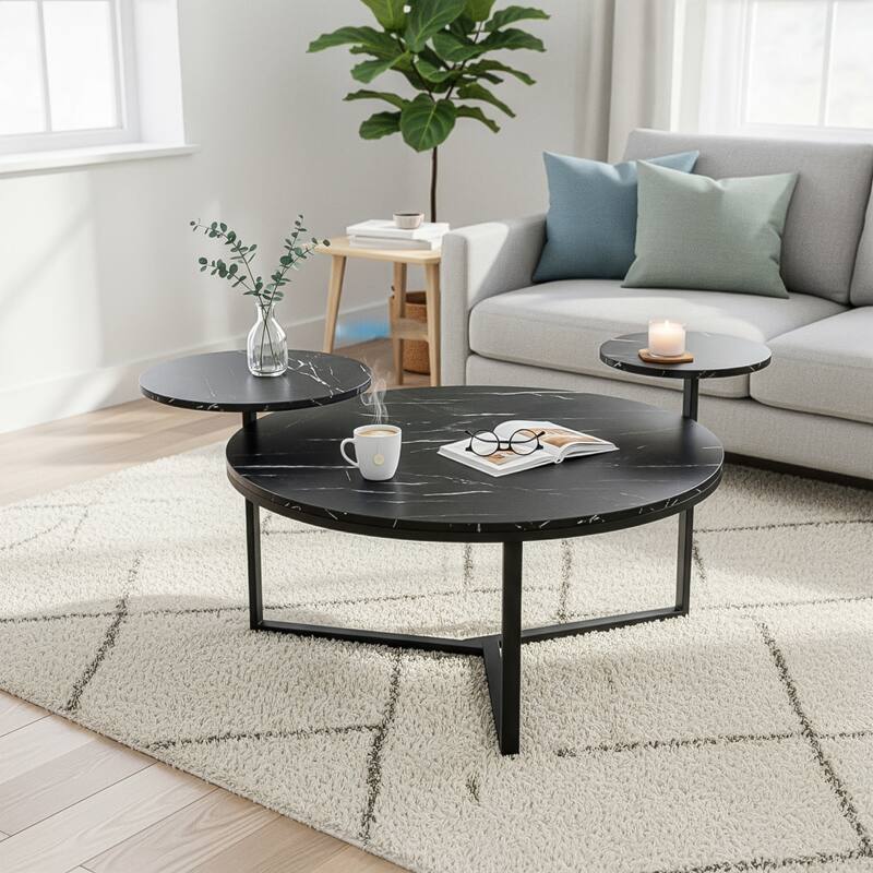 Modern coffee table with two display shelves