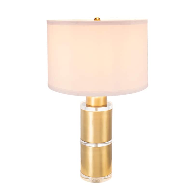 D15x25.5" Gold and White Cylinder Table Lamp with Drum Shade