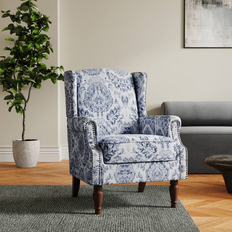 Patterned Upholstered Accent Chair for Living Room
