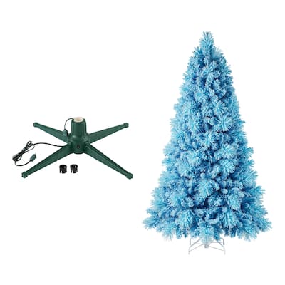 Home Heritage Rotating Tree Stand Base w/Snowdrift 6.5' Pine Christmas Tree