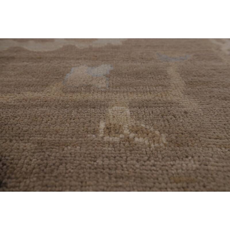 Vegetable Dye Brown Oushak Turkish Area Rug Hand-Knotted Wool Carpet - 8'2"x 10'0"