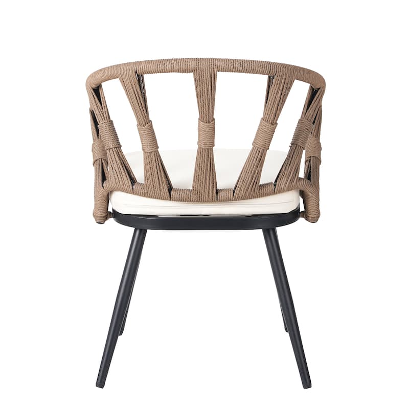 Contemporary Outdoor Set, 5 Piece Outdoor Dining Furniture Sets with PE Rattan Chairs and Plastic Wood Table for Patio