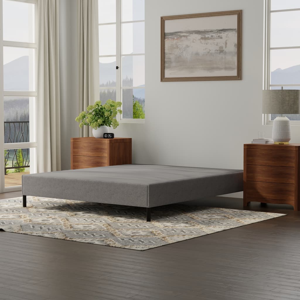 Black and Gray Twin Bed Foundation with Tool-Free Assembly