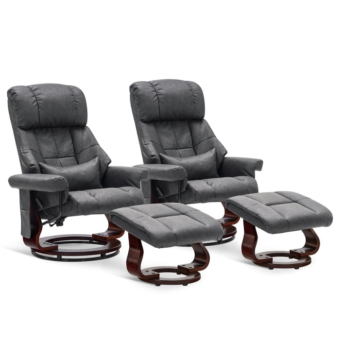 ②オットマン　 macomoco MCombo Set of 2 Recliner Chair with Ottoman Vibration Massag Faux
