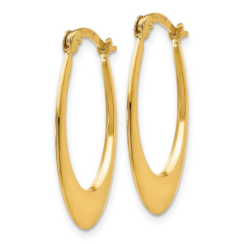 Curata 14k Yellow Gold tube Polished 1x16mm Hoop Earrings