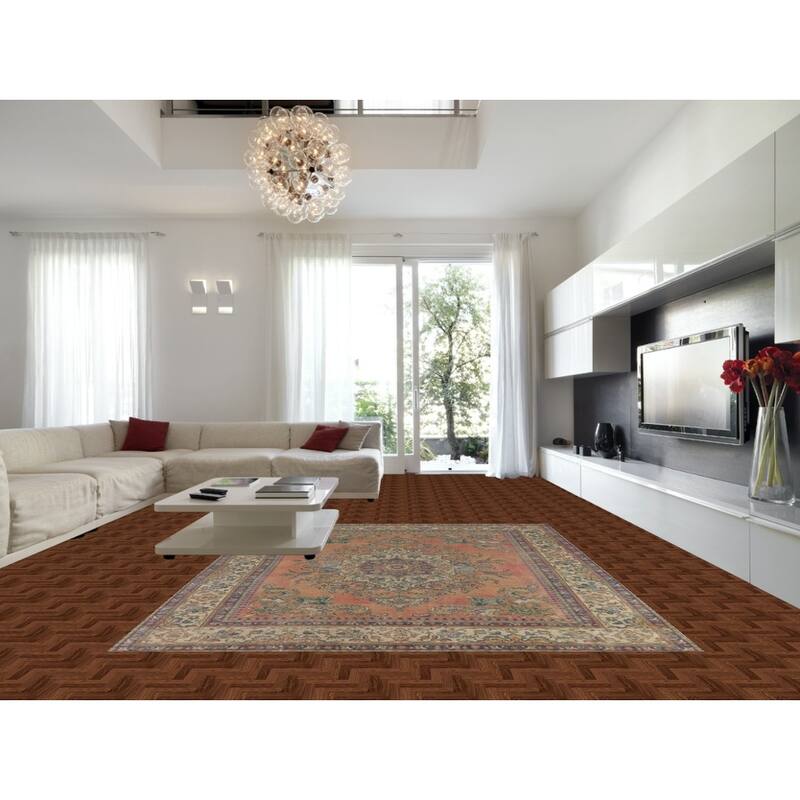 Vegetable Dye Tabriz Persian Vintage Area Rug Handmade Wool Carpet - 9'5" x 12'3"