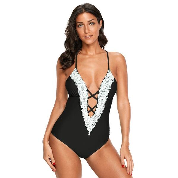 Shop Cali Chic Women S One Piece Swimsuit Celebrity Crochet Deep V