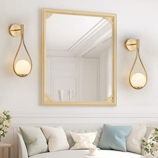 LunaDrift Modern Gold Wall Sconces with Opal Glass Globes - Mid-Century Luxury Lighting for Bedroom, Living Room,Set of 2