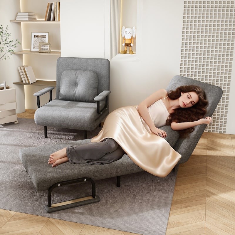 Folding Sofa Bed 3-in-1 Convertible Chair, Lounge Chair with 5-Position Adjustable Backrest, Sleeper Bed with Pillow