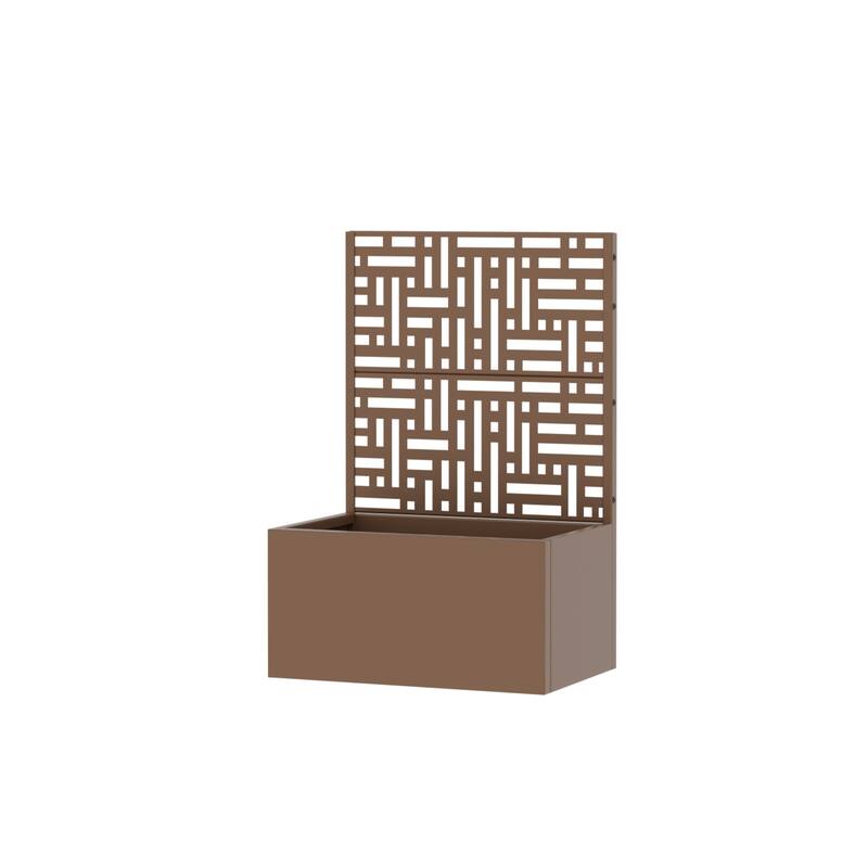 Galvanized Planter Box with Trellis & Privacy Screen - Brown - 47"x24"