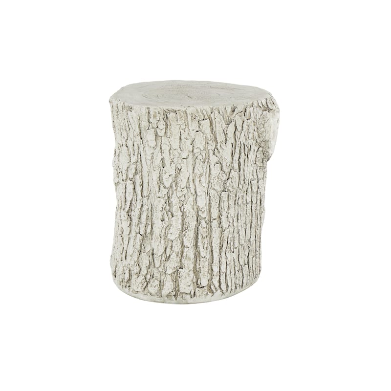 Magnesium Oxide Squirrel Tree Trunk Garden Stool with Brown Accents - White - Roche River Decor